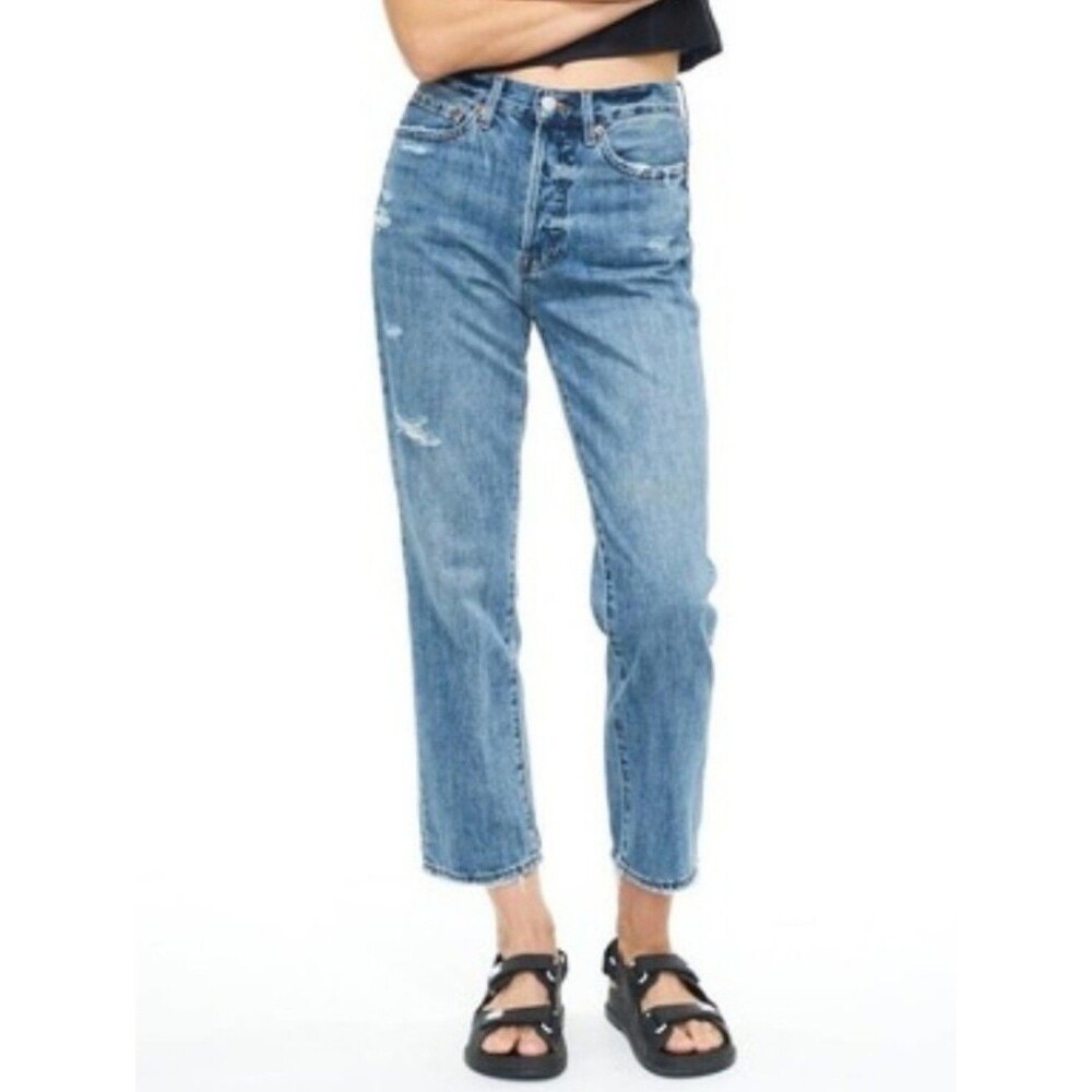 pistola charlie high rise distressed straight jeans size 26